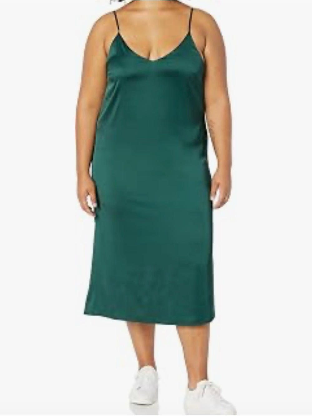 Trek Green Silky V-Neck Midi Slip Dress
